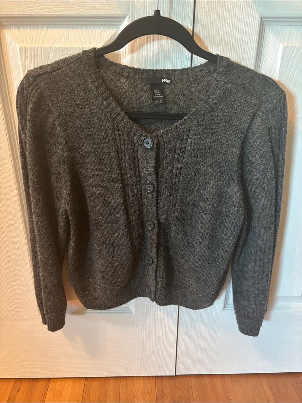 H&M Junior's Dark Gray Button-Up Knit Cardigan